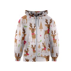 Christmas Seamless Pattern With Reindeer Kids  Zipper Hoodie by Vaneshart