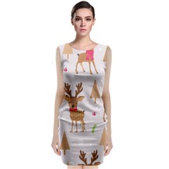 Christmas Seamless Pattern With Reindeer Classic Sleeveless Midi Dress by Vaneshart