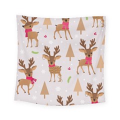 Christmas Seamless Pattern With Reindeer Square Tapestry (small)