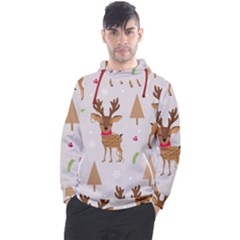 Christmas Seamless Pattern With Reindeer Men s Pullover Hoodie by Vaneshart