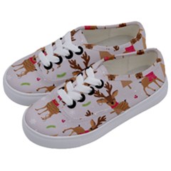 Christmas Seamless Pattern With Reindeer Kids  Classic Low Top Sneakers by Vaneshart