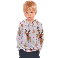 Christmas Seamless Pattern With Reindeer Kids  Overhead Hoodie