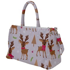 Christmas Seamless Pattern With Reindeer Duffel Travel Bag by Vaneshart