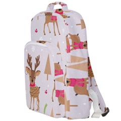 Christmas Seamless Pattern With Reindeer Double Compartment Backpack