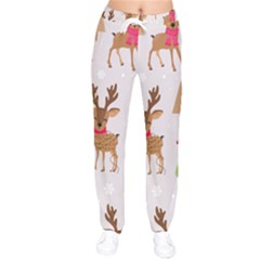 Christmas Seamless Pattern With Reindeer Women Velvet Drawstring Pants by Vaneshart