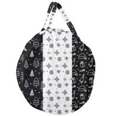 Black Golden Christmas Pattern Collection Giant Round Zipper Tote by Vaneshart