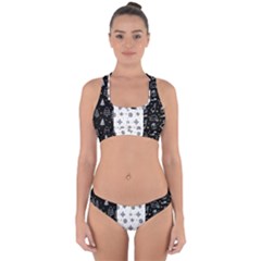 Black Golden Christmas Pattern Collection Cross Back Hipster Bikini Set by Vaneshart