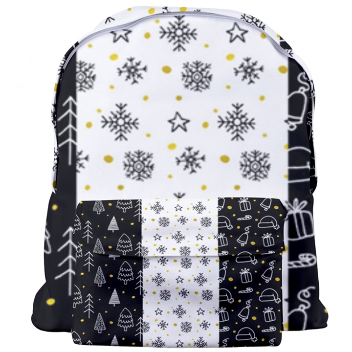 Black Golden Christmas Pattern Collection Giant Full Print Backpack