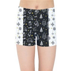 Black Golden Christmas Pattern Collection Kids  Sports Shorts by Vaneshart