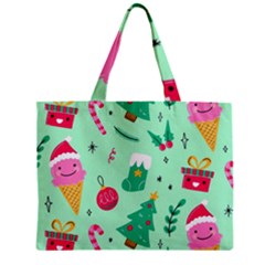 Funny Christmas Pattern Background Zipper Mini Tote Bag by Vaneshart