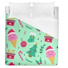 Funny Christmas Pattern Background Duvet Cover (queen Size) by Vaneshart