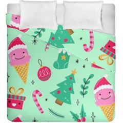 Funny Christmas Pattern Background Duvet Cover Double Side (king Size) by Vaneshart