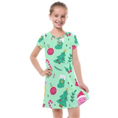 Funny Christmas Pattern Background Kids  Cross Web Dress by Vaneshart