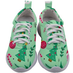 Funny Christmas Pattern Background Kids Athletic Shoes by Vaneshart