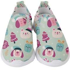 Pattern Funny Christmas Ho Ho Ho Kids  Slip On Sneakers by Vaneshart