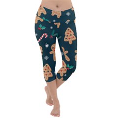 Colourful Funny Christmas Pattern Lightweight Velour Capri Yoga Leggings by Vaneshart