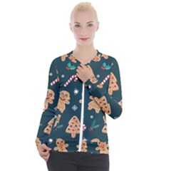 Colourful Funny Christmas Pattern Casual Zip Up Jacket by Vaneshart