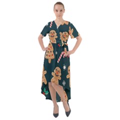 Colourful Funny Christmas Pattern Front Wrap High Low Dress by Vaneshart