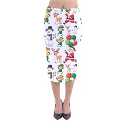 Seamless Pattern Christmas Velvet Midi Pencil Skirt by Vaneshart