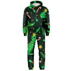 Christmas Funny Pattern Dinosaurs Hooded Jumpsuit (men)  by Vaneshart