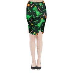 Christmas Funny Pattern Dinosaurs Midi Wrap Pencil Skirt by Vaneshart