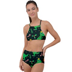 Christmas Funny Pattern Dinosaurs High Waist Tankini Set by Vaneshart