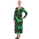 Christmas Funny Pattern Dinosaurs Velvet Maxi Wrap Dress View1