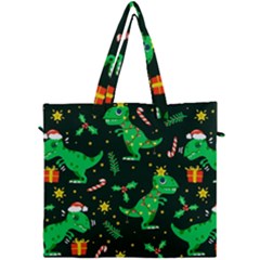 Christmas Funny Pattern Dinosaurs Canvas Travel Bag by Vaneshart