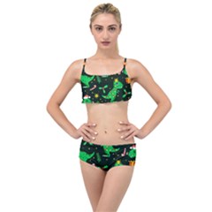 Christmas Funny Pattern Dinosaurs Layered Top Bikini Set by Vaneshart