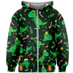 Christmas Funny Pattern Dinosaurs Kids  Zipper Hoodie Without Drawstring by Vaneshart