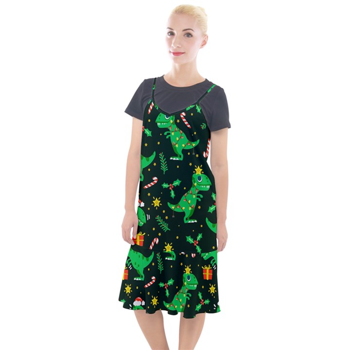 Christmas Funny Pattern Dinosaurs Camis Fishtail Dress