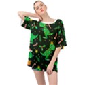 Christmas Funny Pattern Dinosaurs Oversized Chiffon Top View1