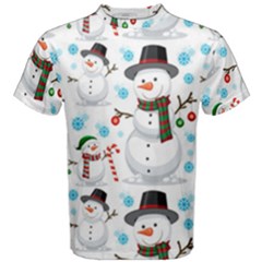 Christmas Snowman Seamless Pattern Men s Cotton Tee by Vaneshart