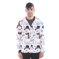 Christmas Snowman Seamless Pattern Men s Hooded Windbreaker by Vaneshart