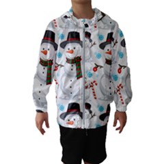 Christmas Snowman Seamless Pattern Kids  Hooded Windbreaker by Vaneshart