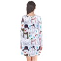 Christmas Snowman Seamless Pattern Long Sleeve V-neck Flare Dress View2