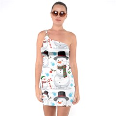 Christmas Snowman Seamless Pattern One Soulder Bodycon Dress by Vaneshart