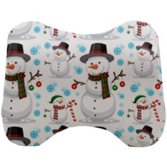 Christmas Snowman Seamless Pattern Head Support Cushion by Vaneshart