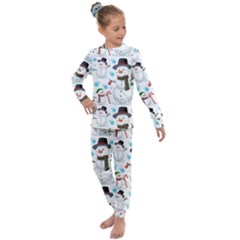 Christmas Snowman Seamless Pattern Kids  Long Sleeve Set  by Vaneshart