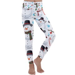 Christmas Snowman Seamless Pattern Kids  Lightweight Velour Classic Yoga Leggings