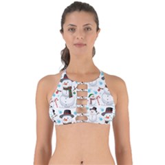 Christmas Snowman Seamless Pattern Perfectly Cut Out Bikini Top by Vaneshart