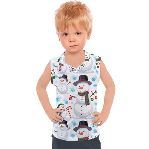 Christmas Snowman Seamless Pattern Kids  Sport Tank Top by Vaneshart