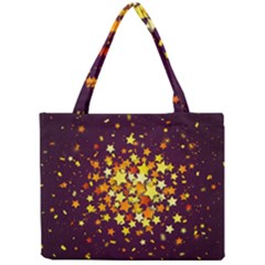 Colorful Confetti Stars Paper Particles Scattering Randomly Dark Background With Explosion Golden St Mini Tote Bag by Vaneshart