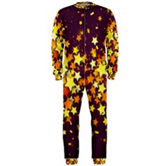 Colorful Confetti Stars Paper Particles Scattering Randomly Dark Background With Explosion Golden St Onepiece Jumpsuit (men)  by Vaneshart