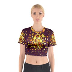 Colorful Confetti Stars Paper Particles Scattering Randomly Dark Background With Explosion Golden St Cotton Crop Top by Vaneshart