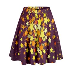 Colorful Confetti Stars Paper Particles Scattering Randomly Dark Background With Explosion Golden St High Waist Skirt by Vaneshart