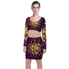 Colorful Confetti Stars Paper Particles Scattering Randomly Dark Background With Explosion Golden St Top And Skirt Sets by Vaneshart