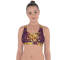 Colorful Confetti Stars Paper Particles Scattering Randomly Dark Background With Explosion Golden St Cross String Back Sports Bra by Vaneshart