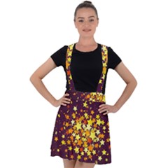 Colorful Confetti Stars Paper Particles Scattering Randomly Dark Background With Explosion Golden St Velvet Suspender Skater Skirt by Vaneshart