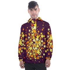 Colorful Confetti Stars Paper Particles Scattering Randomly Dark Background With Explosion Golden St Men s Front Pocket Pullover Windbreaker by Vaneshart